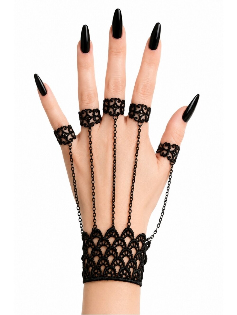 Gothic Chain Bracelet With Rings Combo